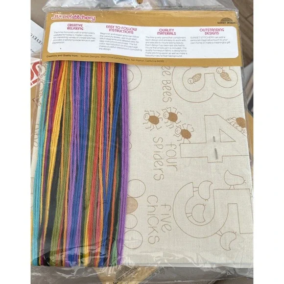 Vintage Sunset Stitchery ABC & Number Sampler Needlepoint Kits Sealed
